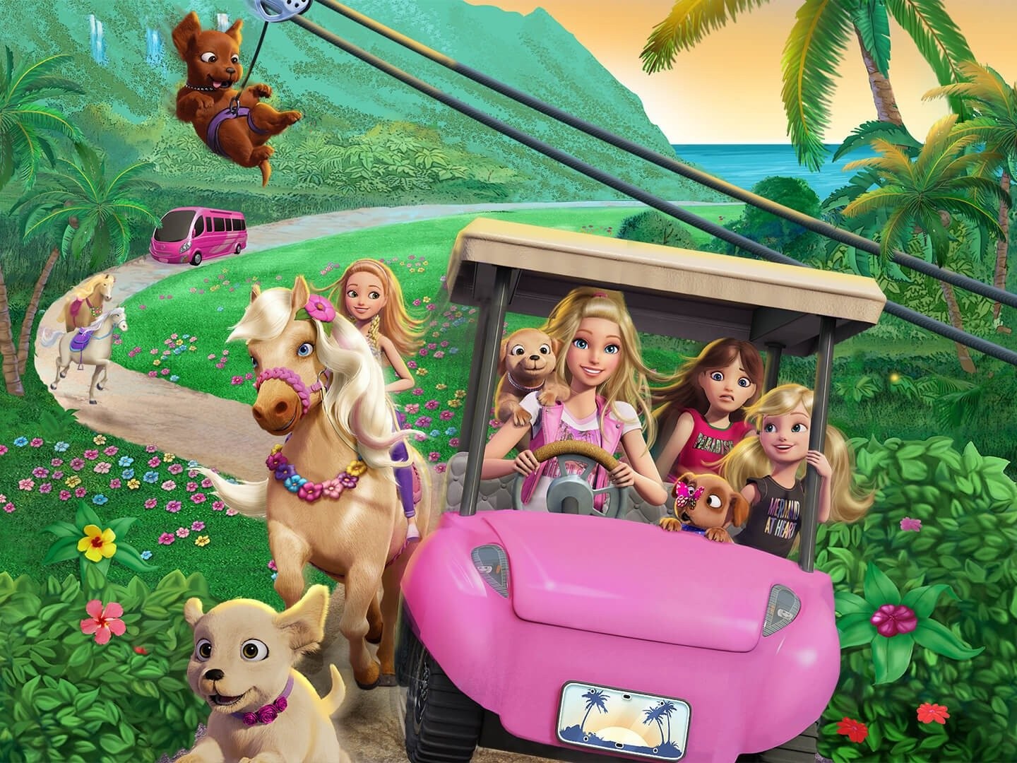 barbie and sisters in a puppy chase